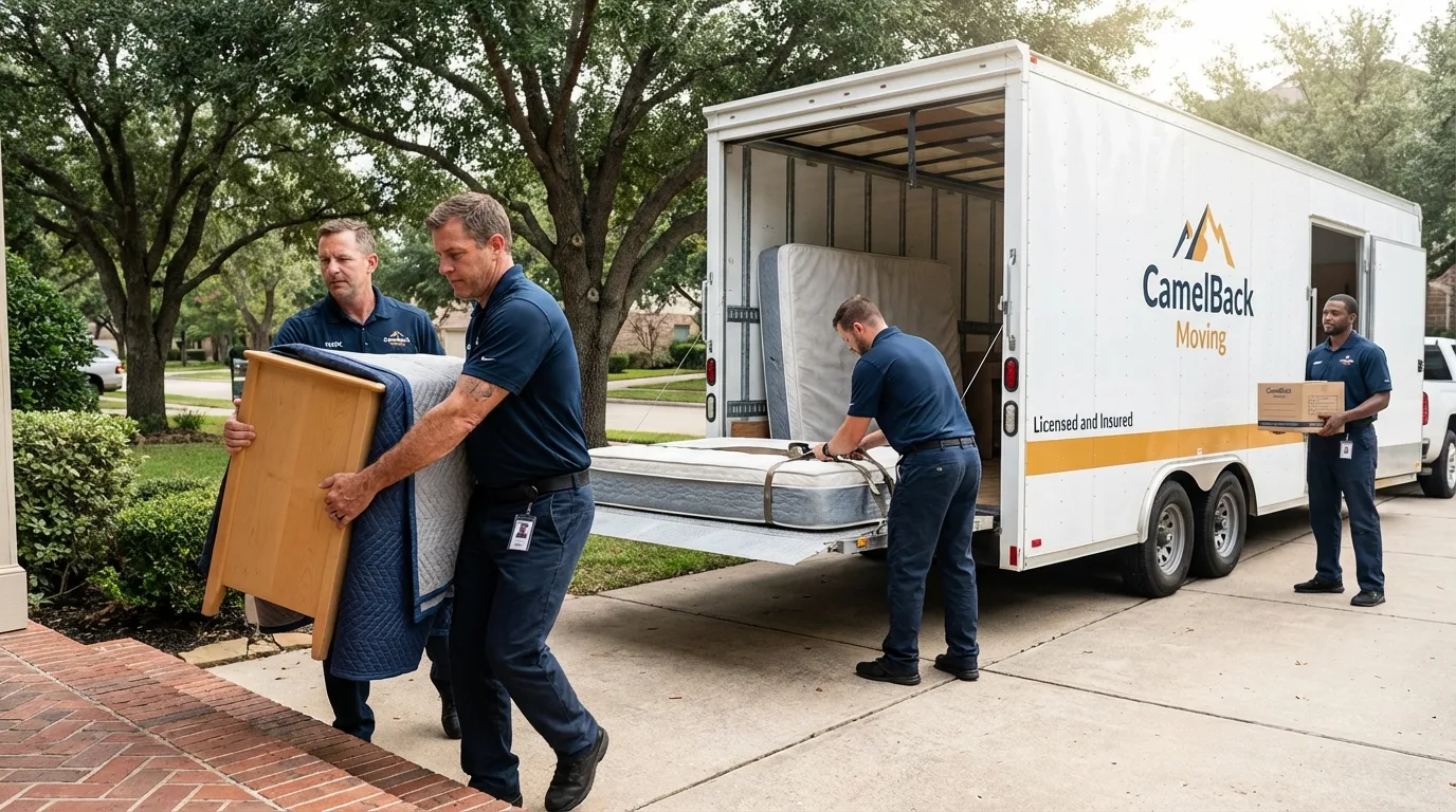 Crew loading residential truck for cross-state move from Hoyt Lakes, MN