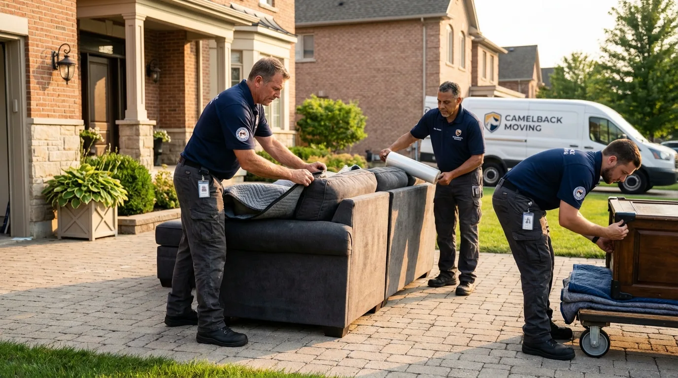 Large estate moving crew wrapping furniture in Hoyt Lakes, MN