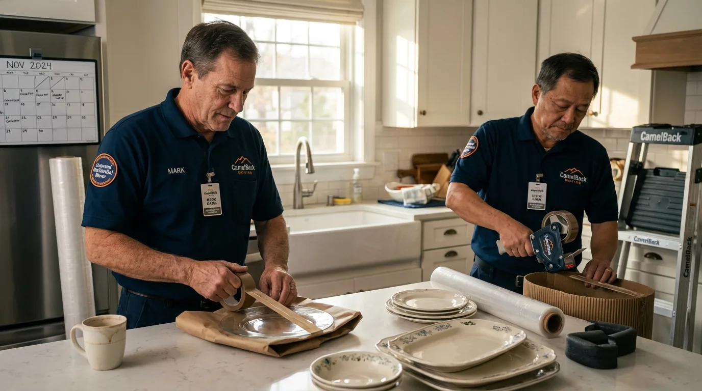 Professional crew packing kitchen dishware in Hoyt Lakes, MN
